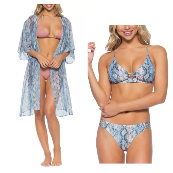 New ISABELLA ROSE Vienna Triangle Cut Bikini & Kimono  Cover-Up Set Swim Beach - Picture 1 of 8